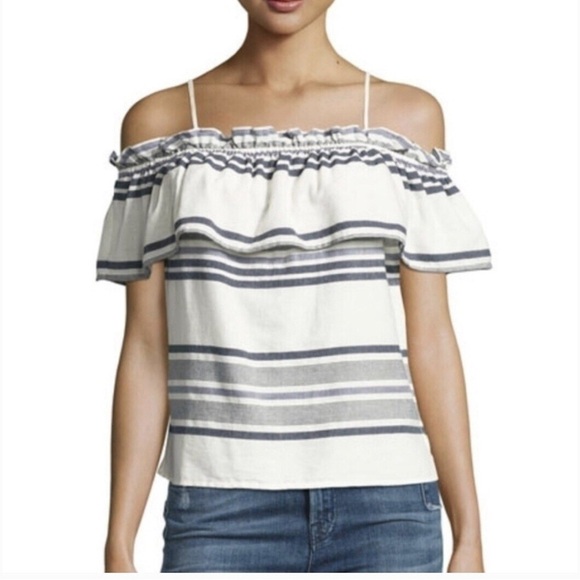 Splendid Striped Off-Shoulder Top with Adjustable Spaghetti Straps Size XL - Picture 3 of 11